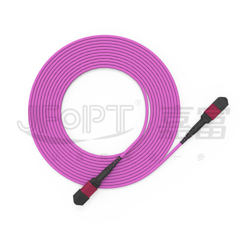 MPO-MPOの単一の管のトランクは12中心2.0mm OM3 OM4すみれ色繊維ケーブルをケーブルで通信する