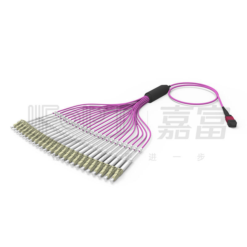 マルチモードOM4 24コア MPO から LC ファイバーケーブル LSZH 高密度データセンター