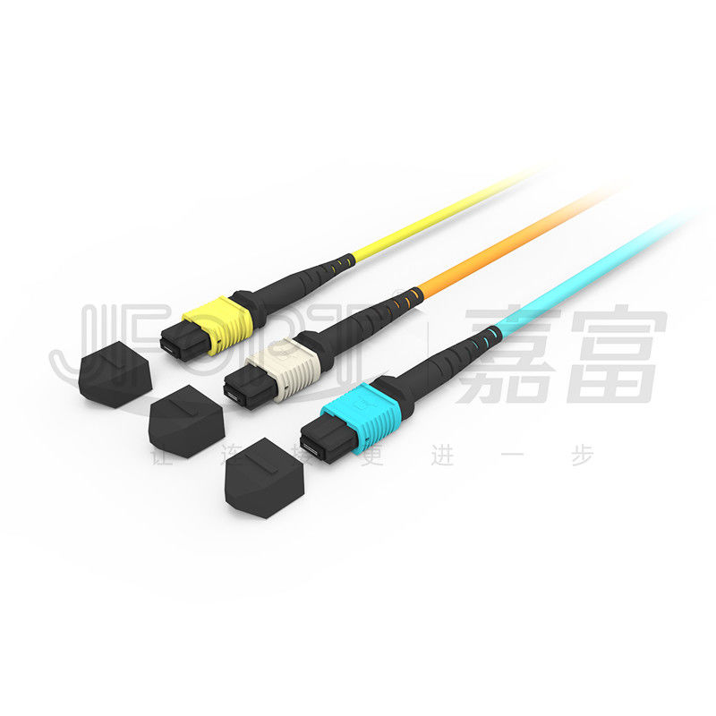 12コア スピード MPO パッチコード データセンター接続のためのアクアカラー 10G 多モード OM3 光ファイバーパッチコード