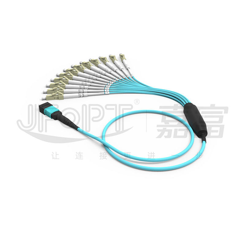 MPOパッチコード OM3 OM4 MPO-LC ブレイクアウトケーブル 1 3 5 10 メートル LSZH/PVC ジャケット 850/1300nm アクア